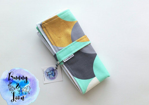 Baby Change Mat - Teal & Gold Scallop