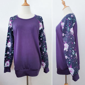 Womens Riley Top - Size S - Purple Floral & Grape Merino