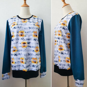 Womens Classic Crew - Size S - Sunflowers & Teal
